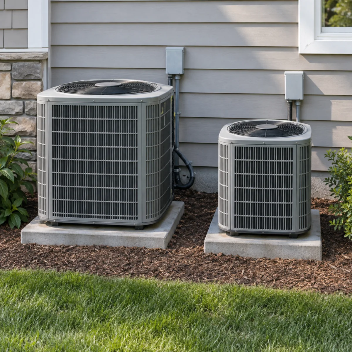 Two differently sized outdoor air-conditioning units
