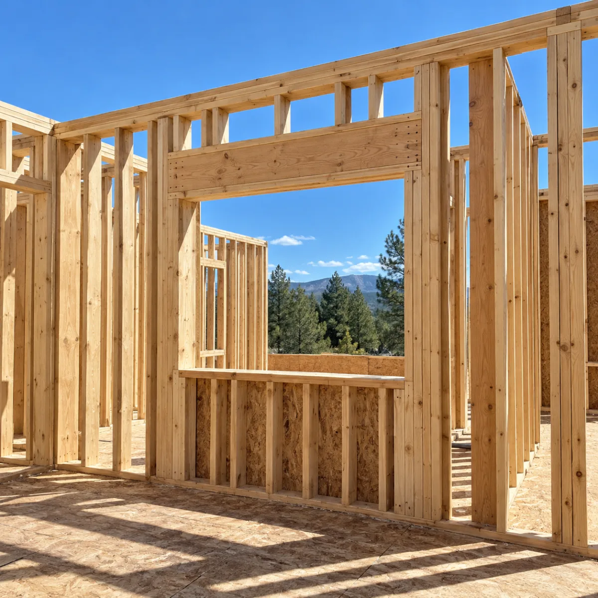 New wall framing with a window opening